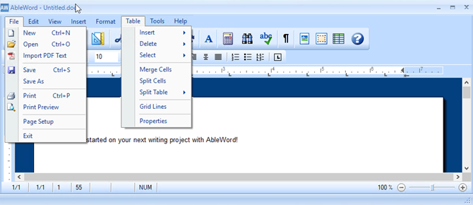 AbleWord---an alternative to Microsoft Word