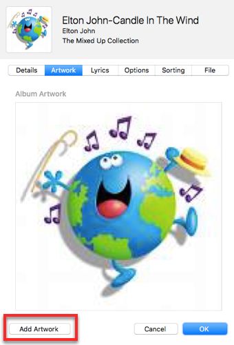 how to add artwork to itunes songs 12.01 manually