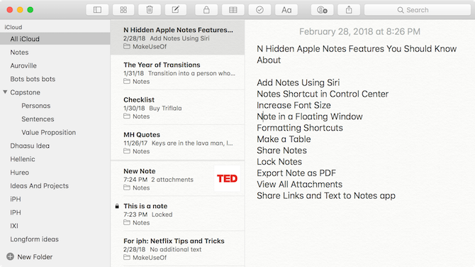 mac notes app tables
