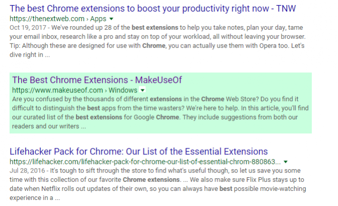 Google Search Filter Chrome extension