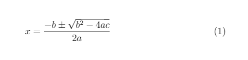 LaTeX quadratic equation