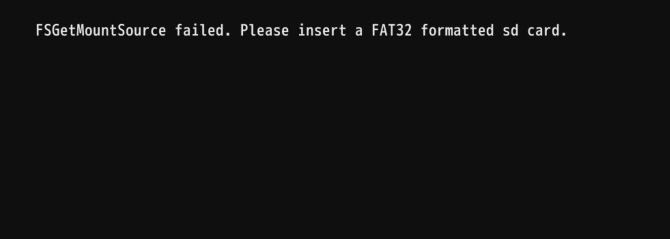 If the SD card is not formatted as FAT32 this error will appear