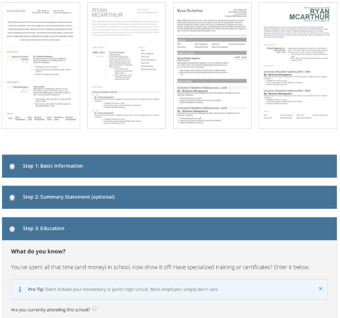 useful resume cv sites