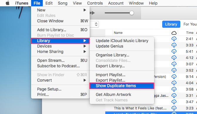 delete duplicate music iTunes
