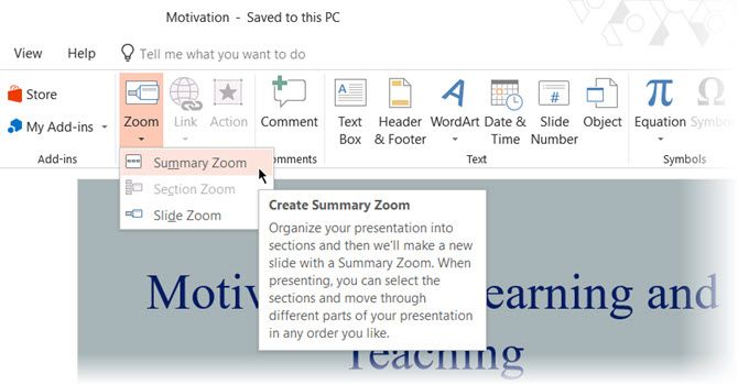 Summary Zoom in PowerPoint