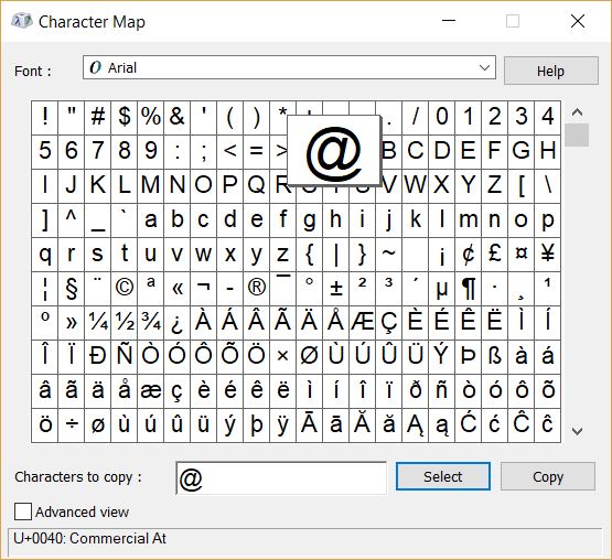 character map for mac
