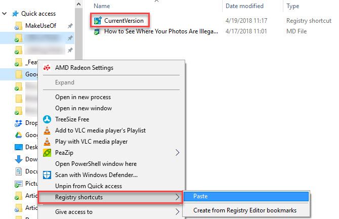 Windows Registry Shortcuts