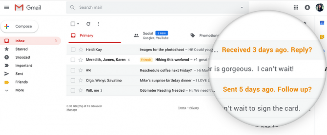 New Gmail nudge feature
