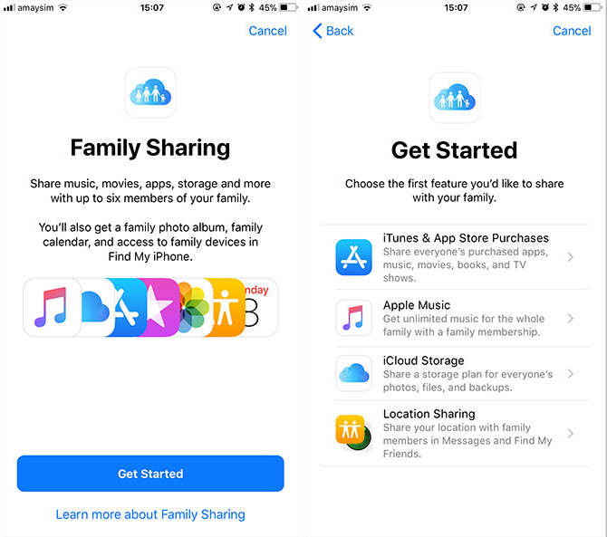 Set Up Family Sharing iPhone