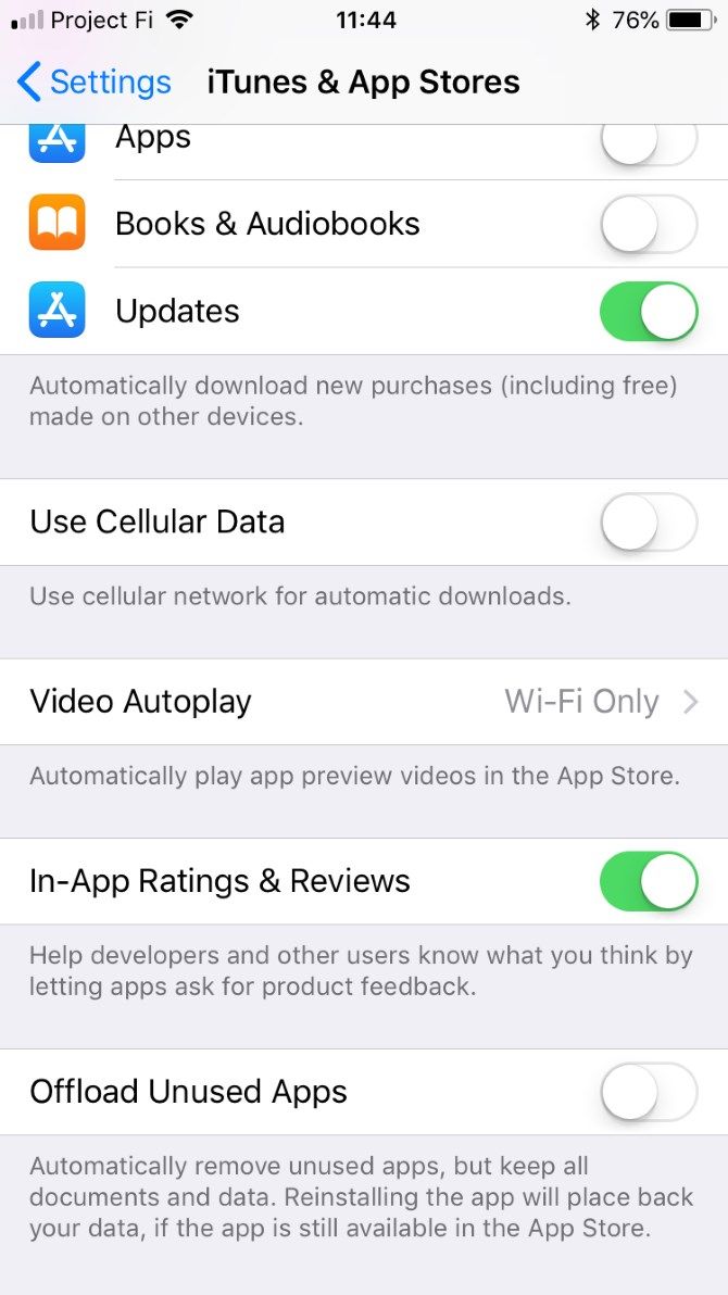 iPhone Offload Unused Apps Setting