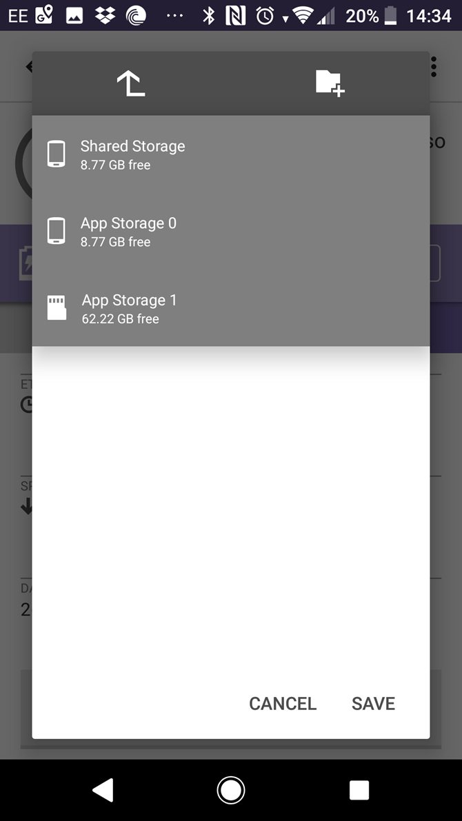 Android BitTorrent download location choice