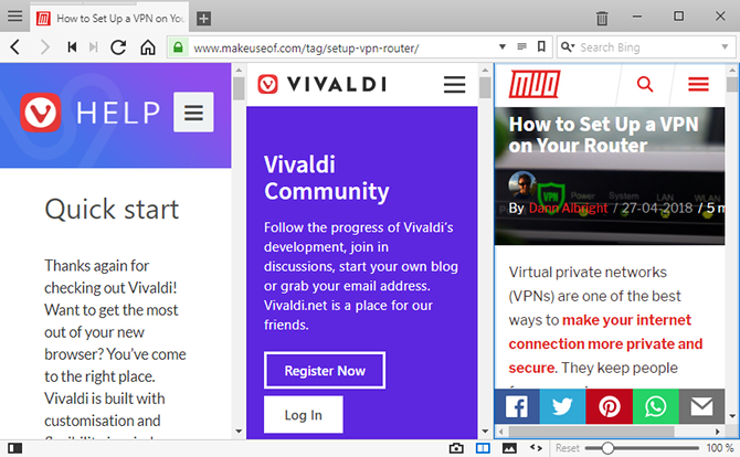 Vivaldi browser in action