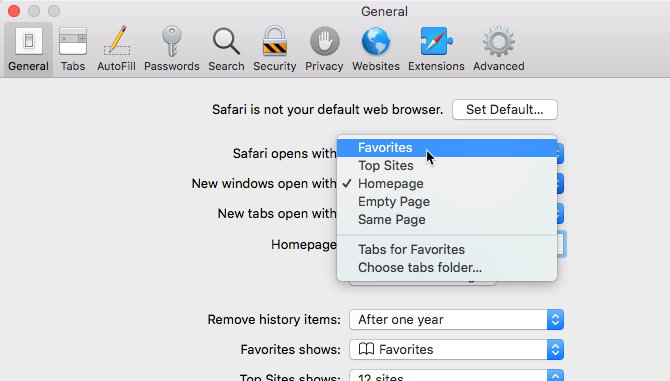 New windows open with option in Safari's settings