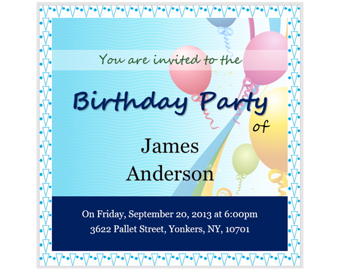 Free Microsoft Word Invitation Templates - birthday balloons