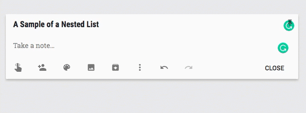 Nested Lists in Google Keep