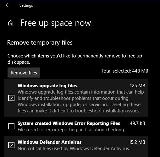 Windows 10 Free Storage April 2018 Update