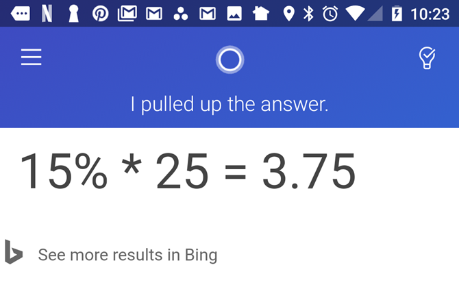 Cortana Tip Percentage
