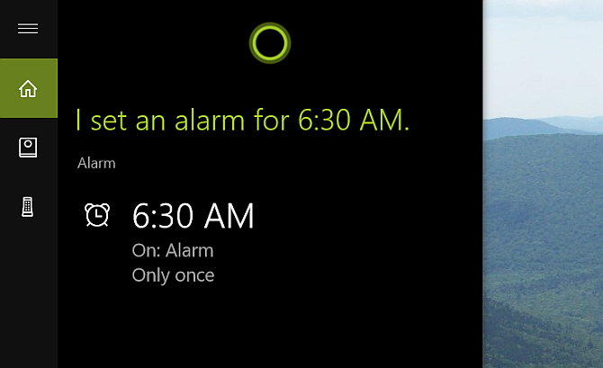 Cortana Desktop Set Alarm