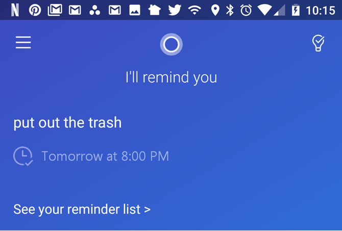 Cortana Add Reminder