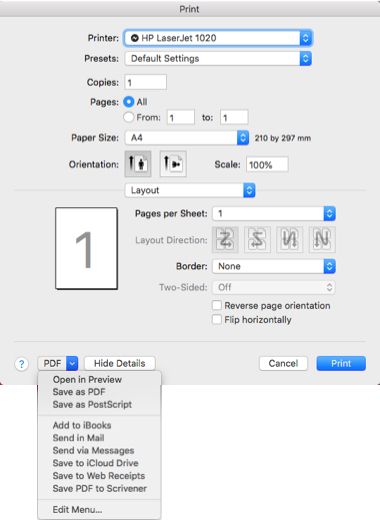 macOS - Print PDF