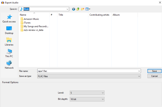Export audio as FLAC in Audacity