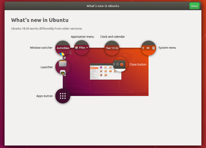 Ubuntu18.04 welcome screen