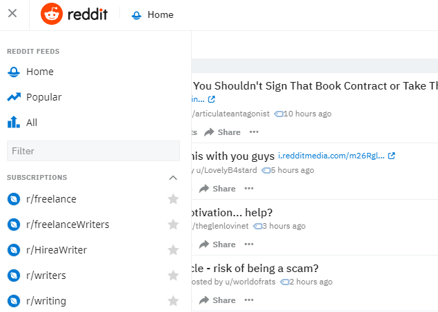 New Reddit Redesign - menu