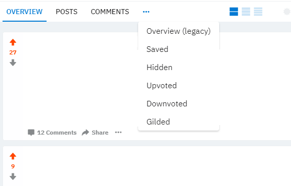 New Reddit Redesign - profile menu