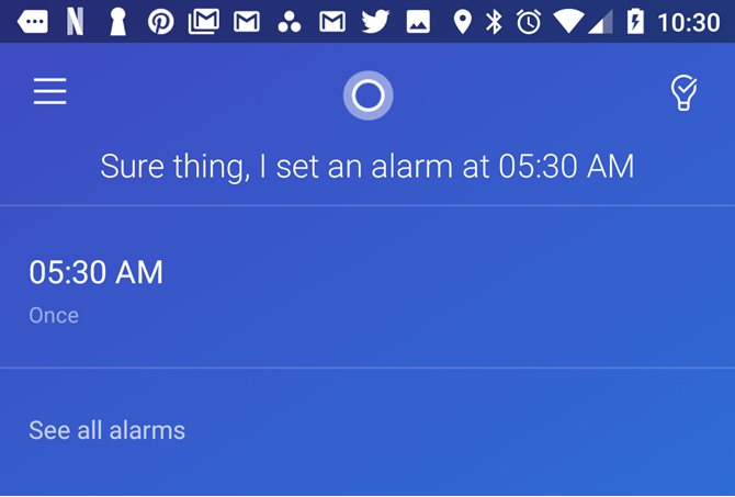 Cortana Set Alarm