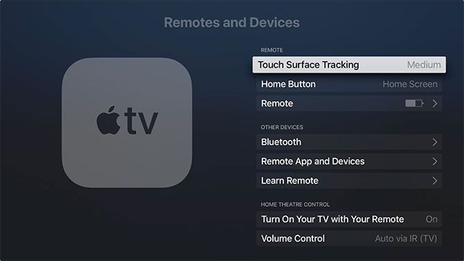 Apple TV remote settings