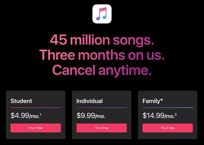 apple music subscription options