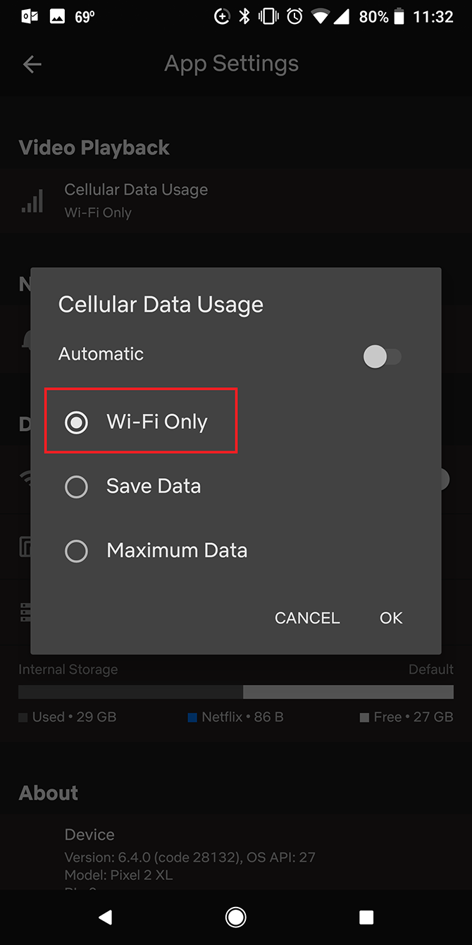 Netflix Wi-Fi Only Android