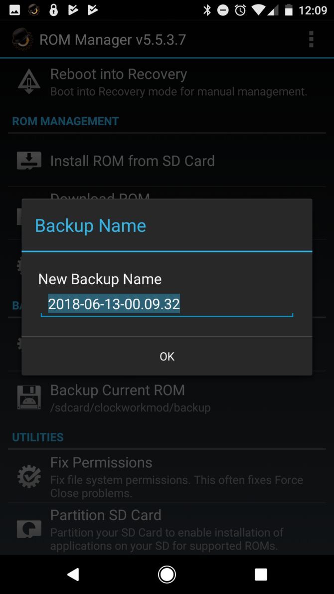 ROM Manager Name