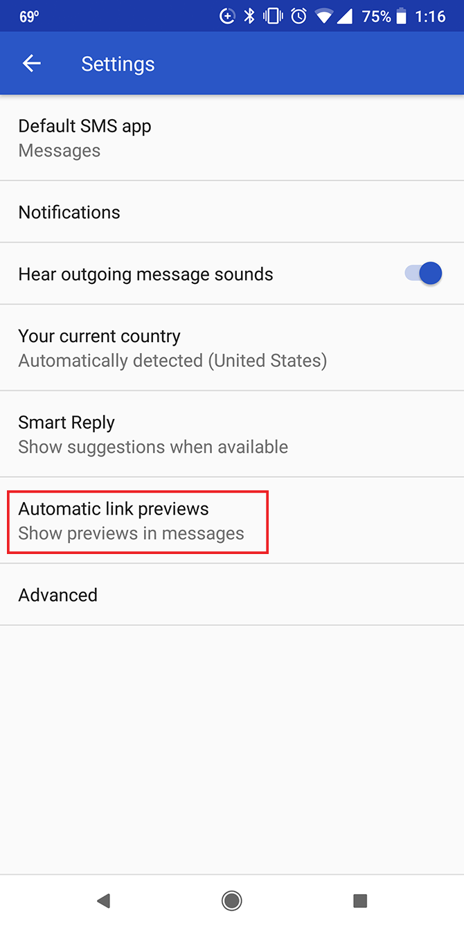 SMS Settings Android