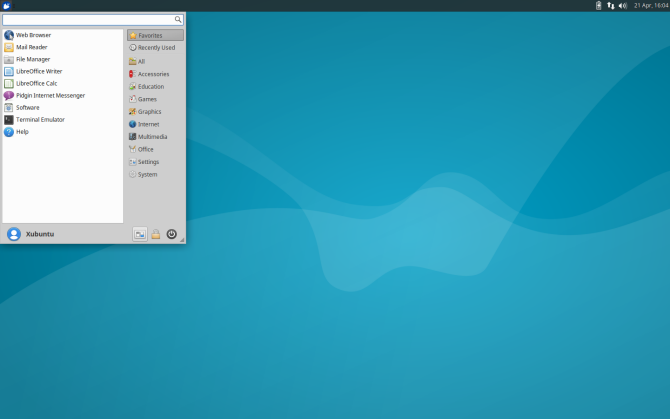 Xubuntu running on a computer