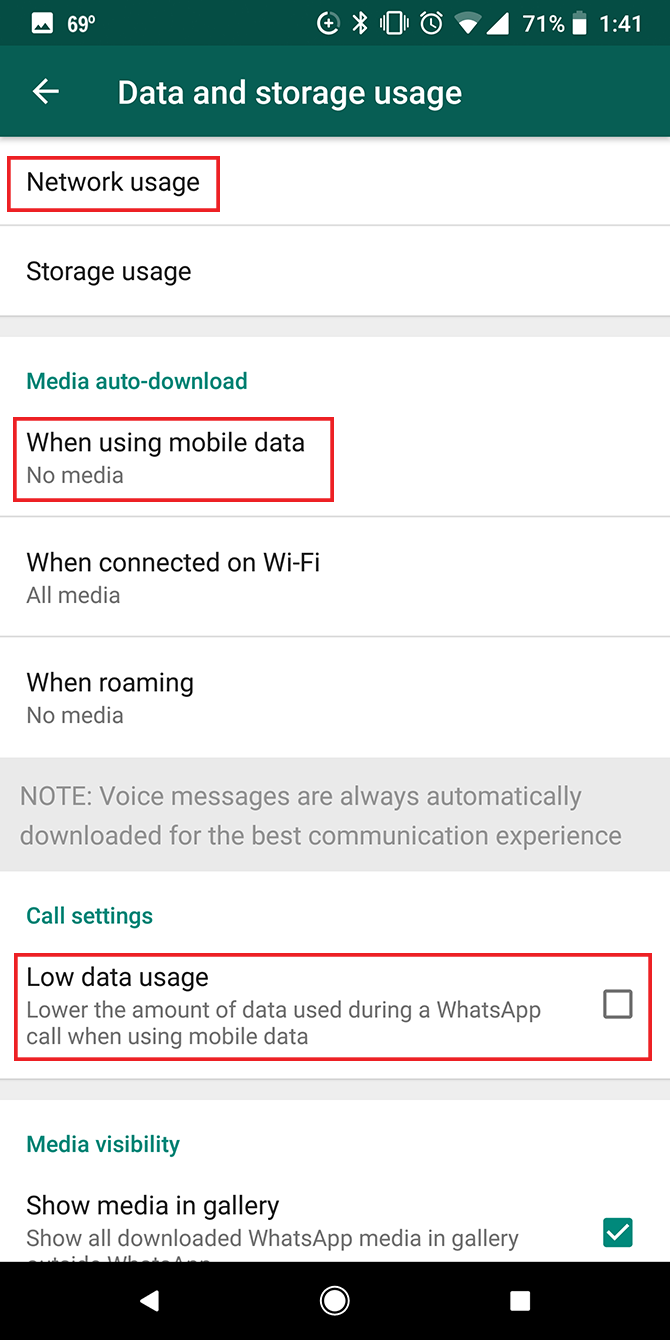 WhatsApp Data Usage Settings Android