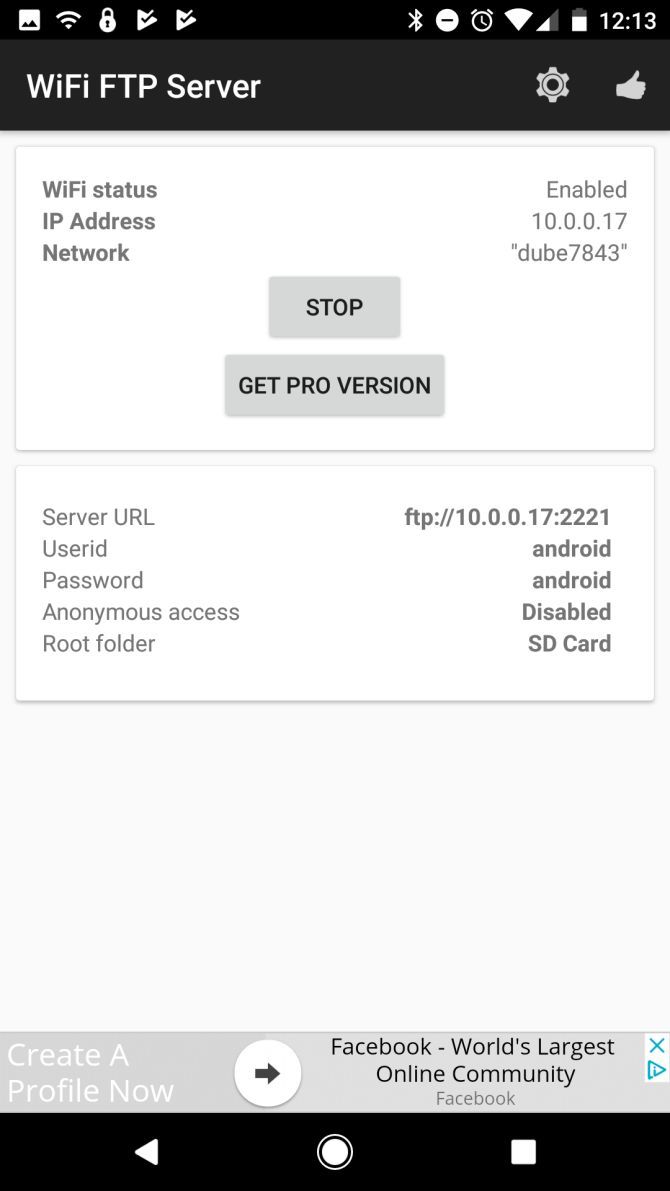 Wi-Fi FTP Server Connect