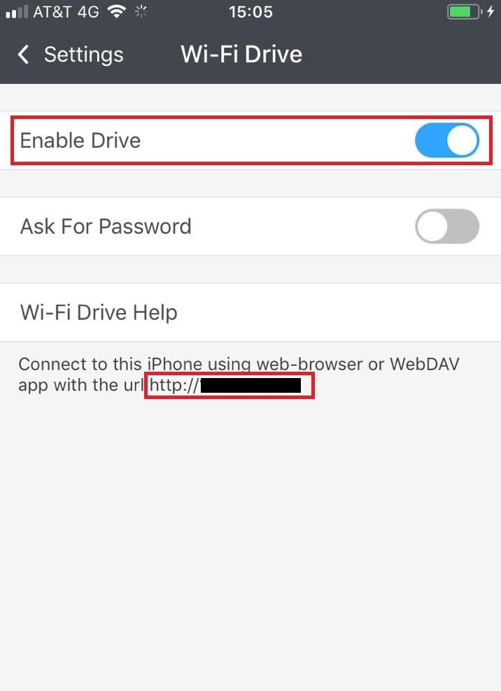 Documents Wi-Fi Drive Enable