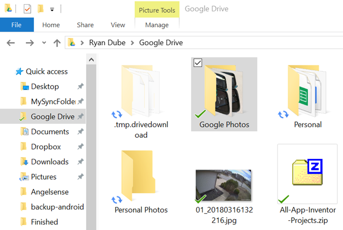 Google Photos Folder on Desktop