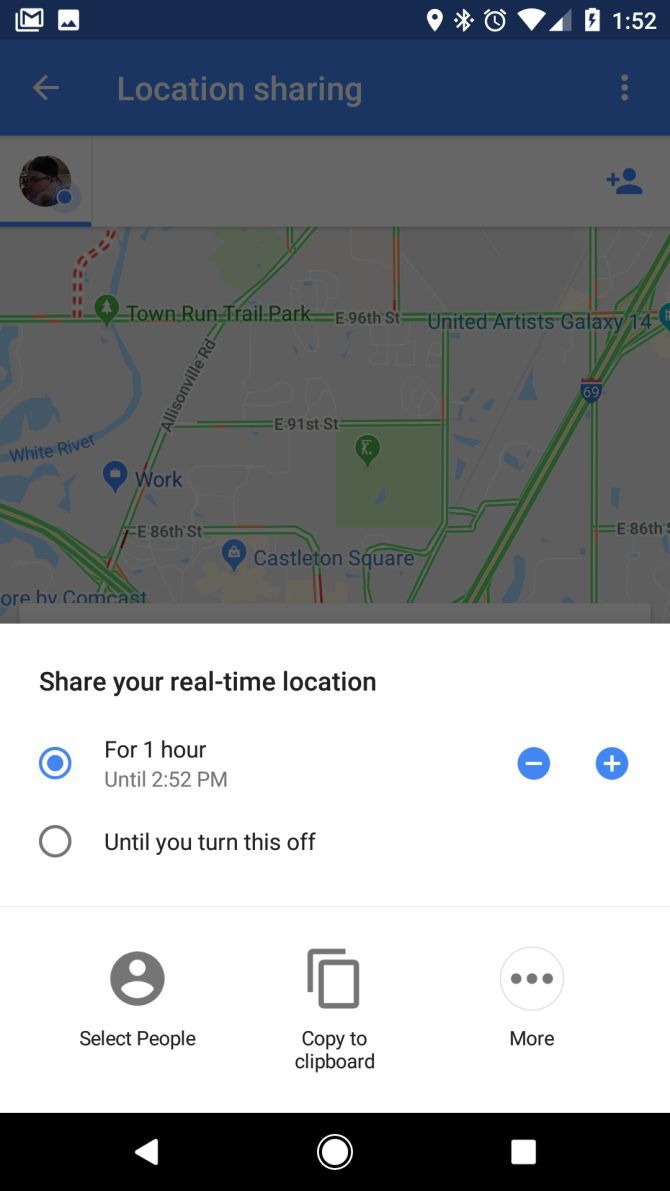 Google Maps location sharing option