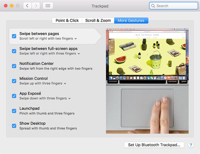 macOS Trackpad Options