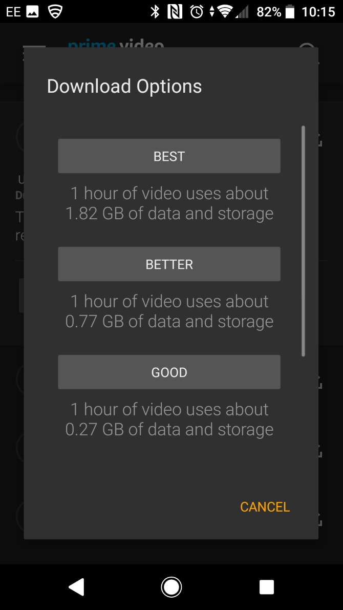 Select the download quality on Prime Video app for Android