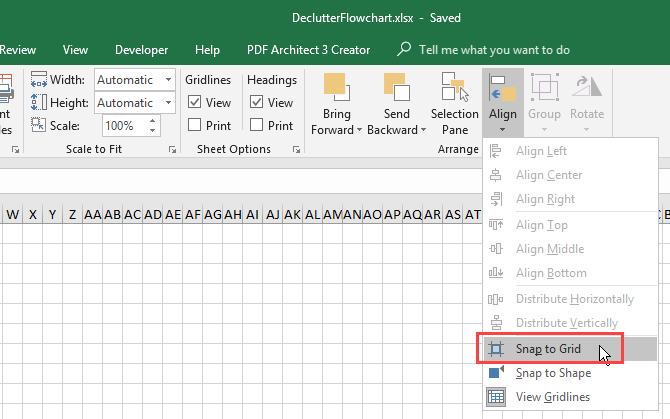 Enable Snap to Grid in Excel