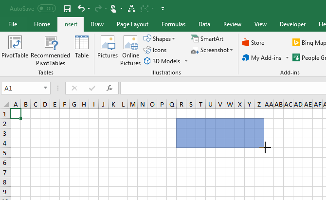 Draw a shape on the grid in Excel