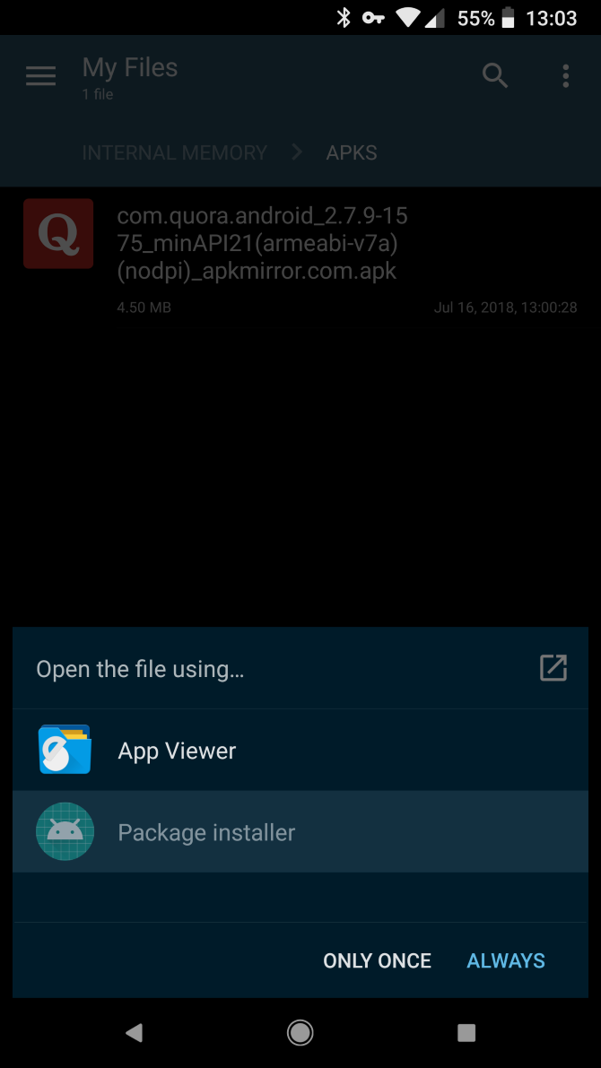 Android Install App Using
