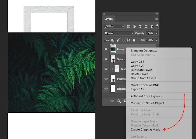 Create clipping mask in Photoshop