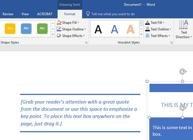 microsoft word art and text boxes