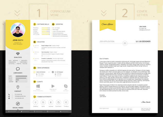 yellow-indesign-resume-cover-letter-template