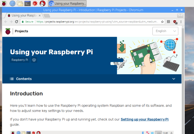 Raspbian includes help files to get you started with Raspberry Pi