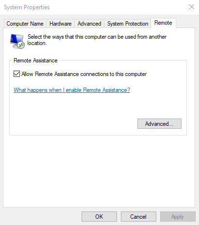 Enable Remote Assistance in Windows 10